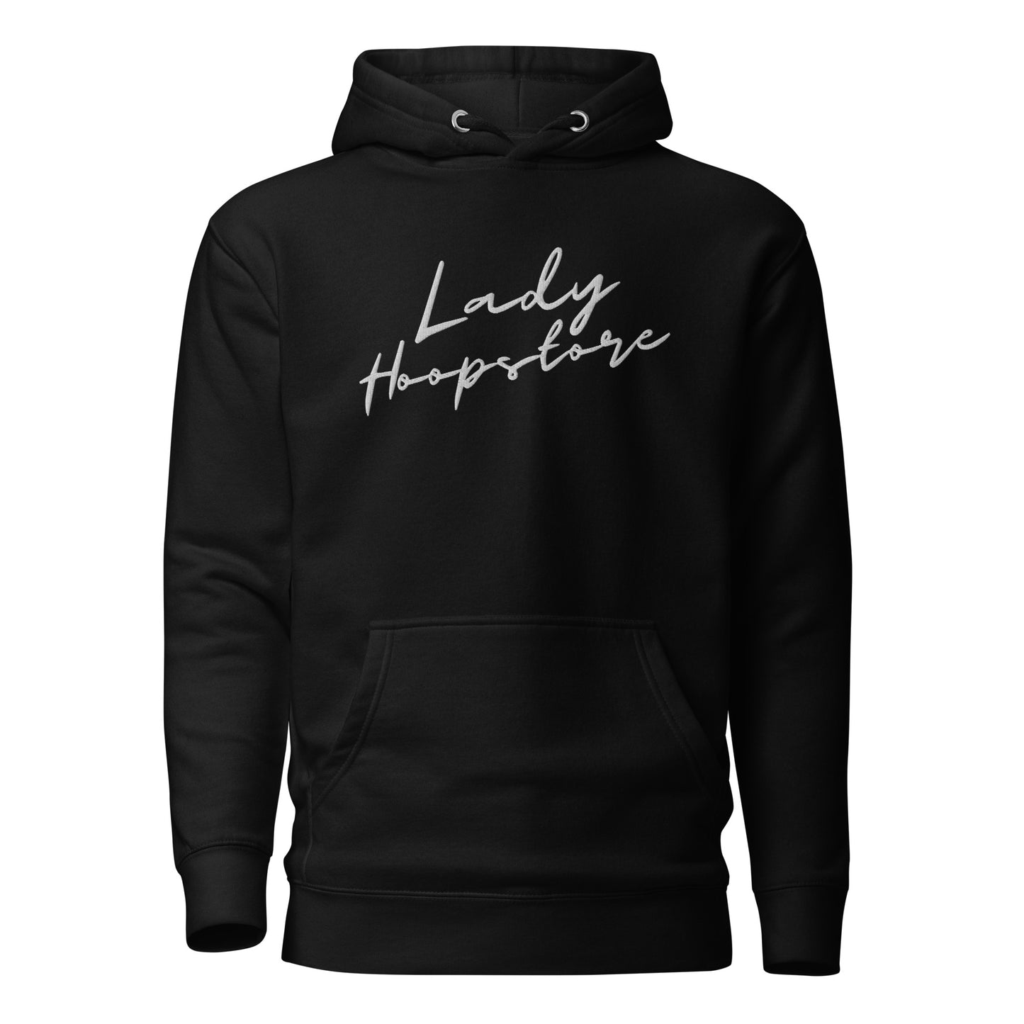 Lady Hoopstore White Cursive Embroidered Hoodie