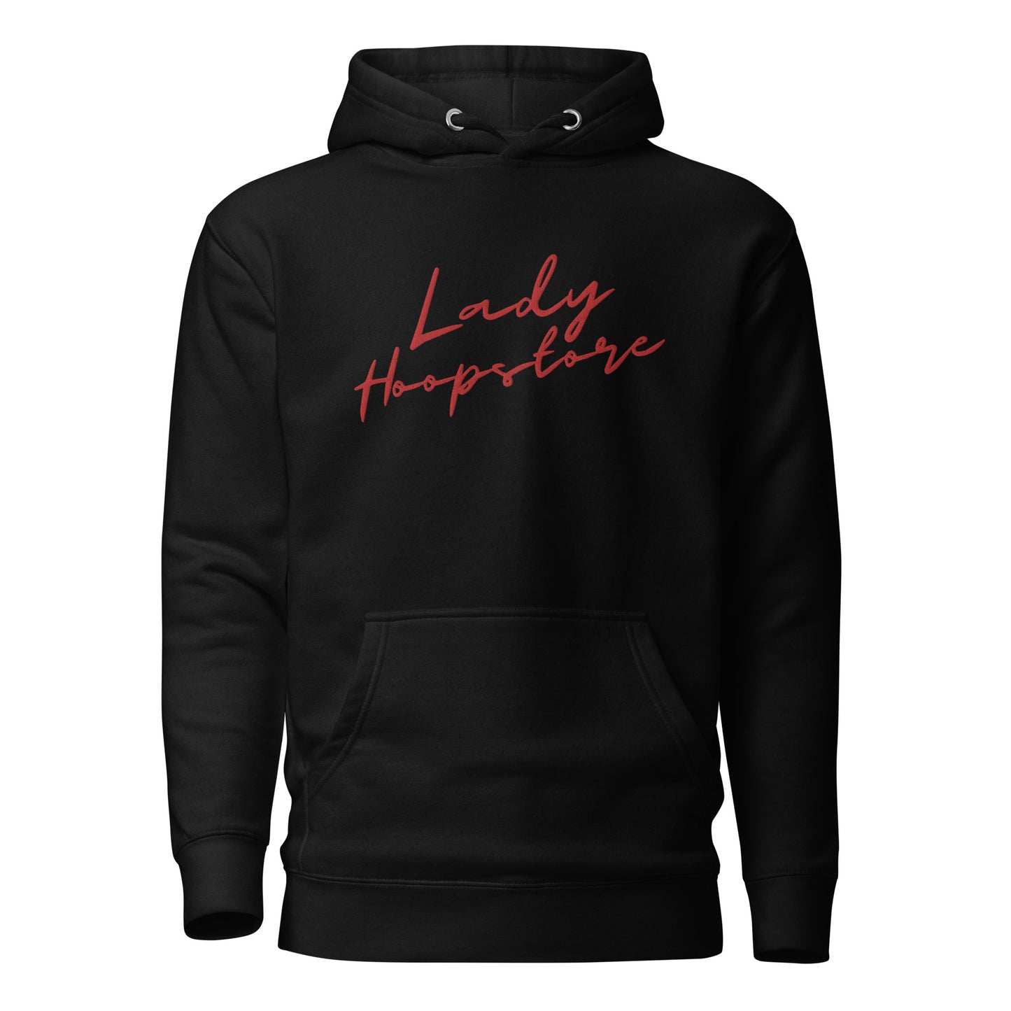 Lady Hoopstore Red Cursive Embroidered Hoodie