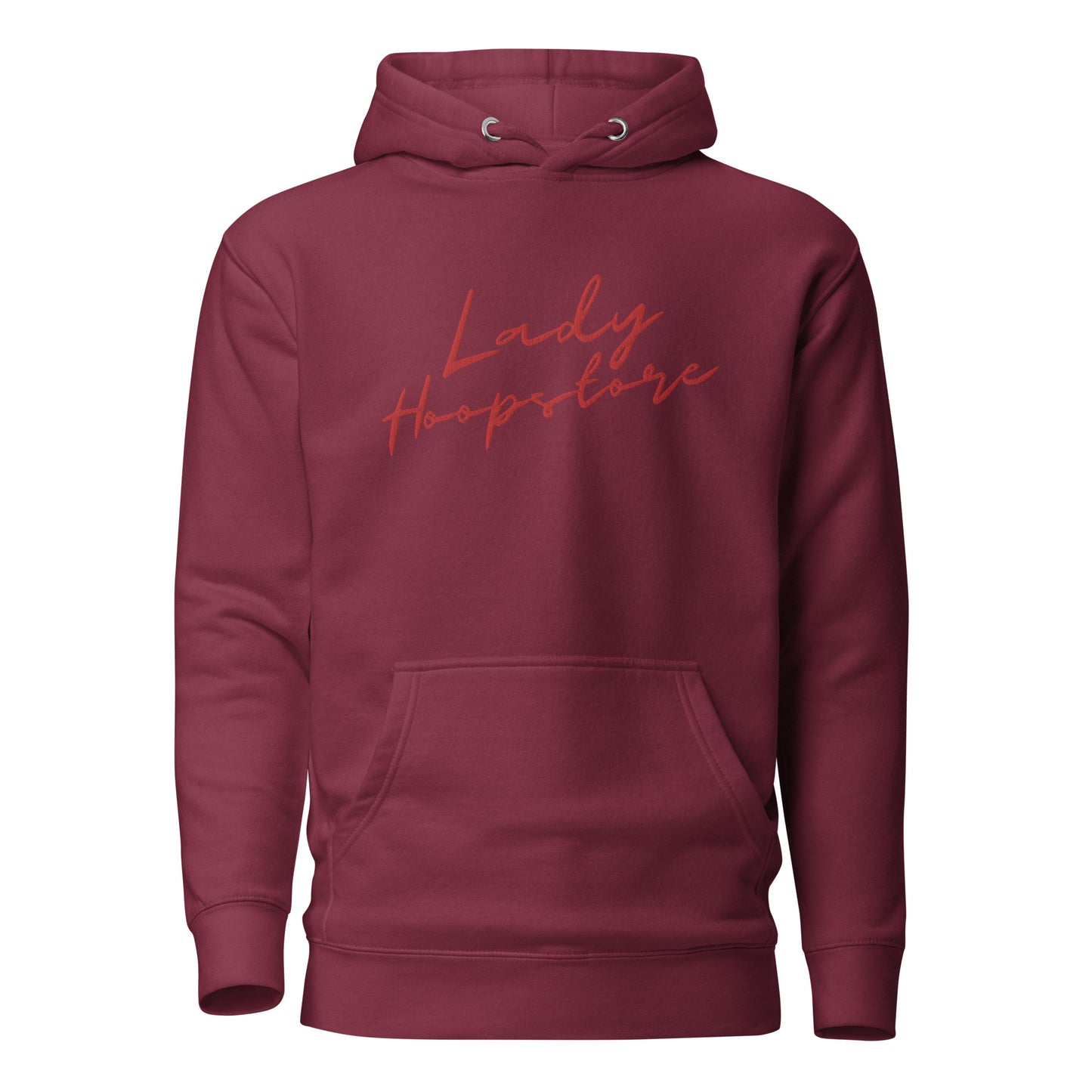 Lady Hoopstore Red Cursive Embroidered Hoodie