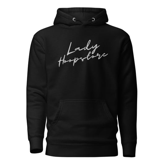 Lady Hoopstore White Cursive Embroidered Hoodie