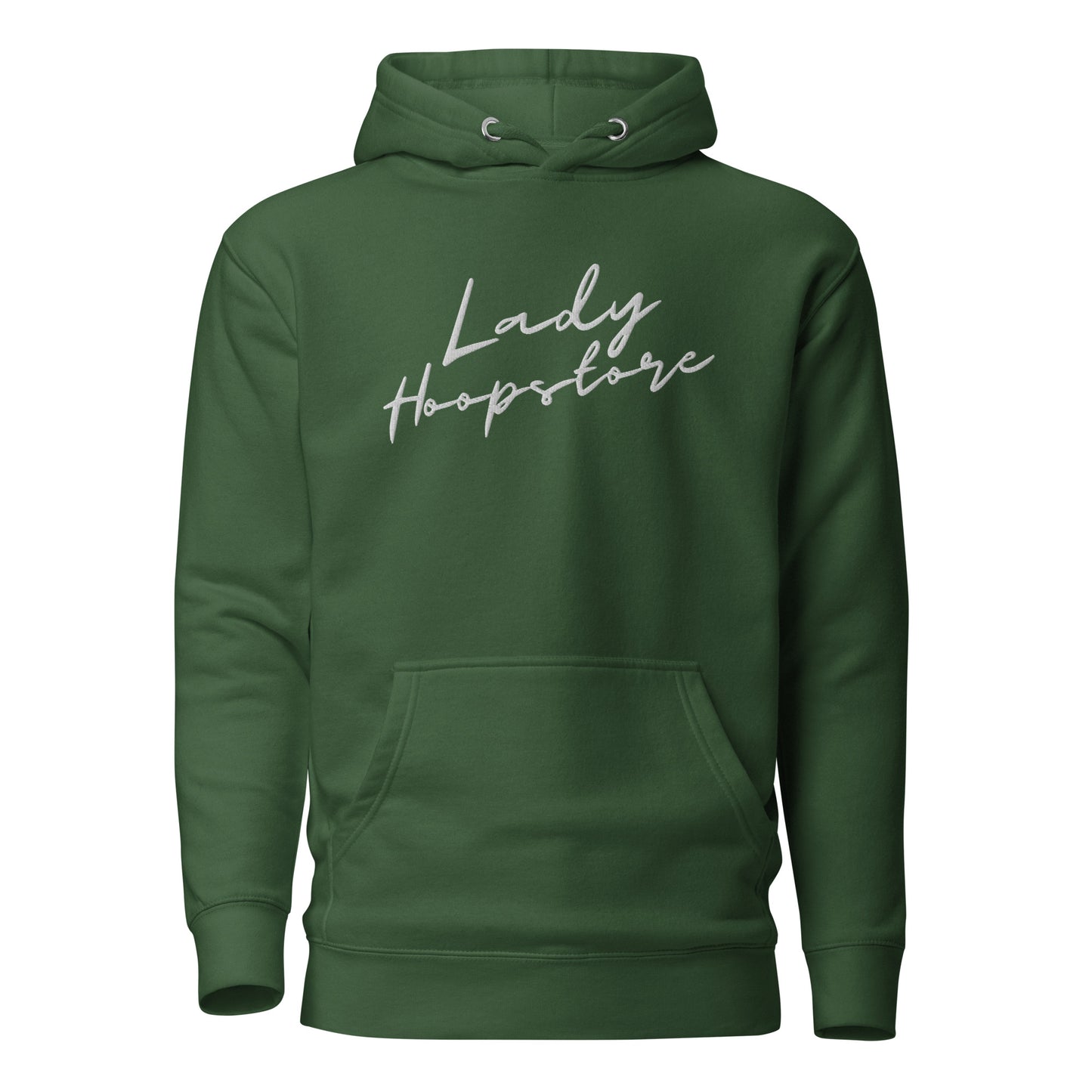 Lady Hoopstore White Cursive Embroidered Hoodie