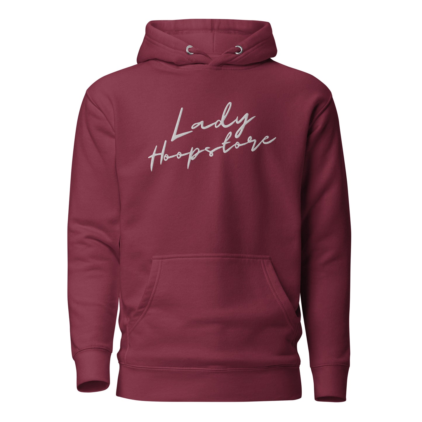 Lady Hoopstore White Cursive Embroidered Hoodie