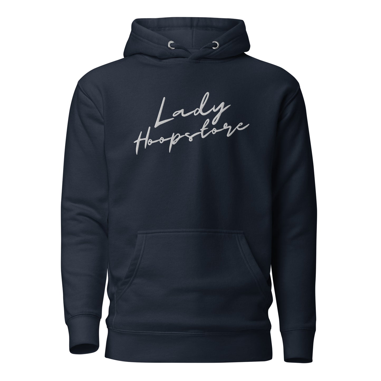 Lady Hoopstore White Cursive Embroidered Hoodie