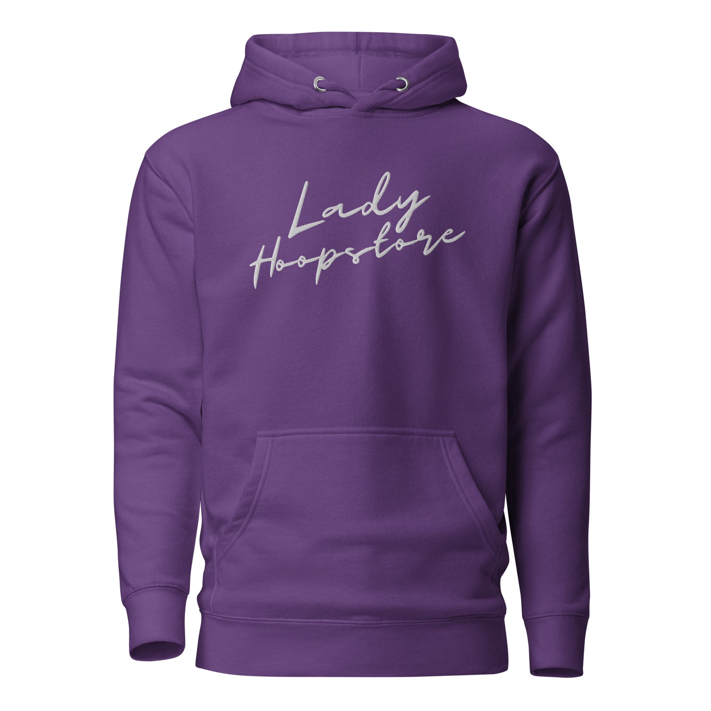 Lady Hoopstore White Cursive Embroidered Hoodie