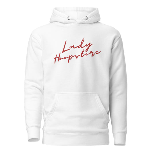 Lady Hoopstore Red Cursive Embroidered Hoodie